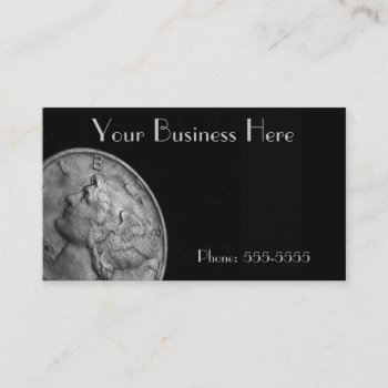 Silver Mercury Dime Business Card by camcguire at Zazzle