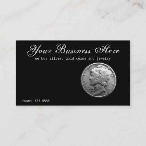 Silver Mercury Dime Buy Sell Coins Precious Metal Business Card