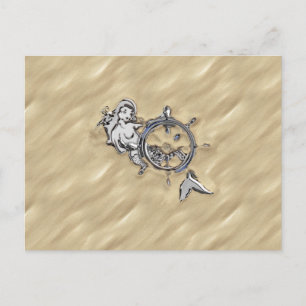 Silver Mermaid in the Sand Postcard