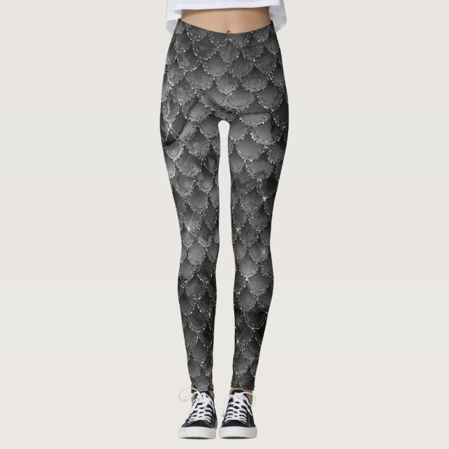 Silver Mermaid Scales Leggings (Front)