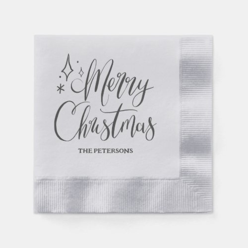 Silver Merry Christmas Party Decorations Napkins