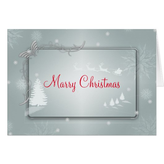 Silver Merry Christmas Tree with Raiding Reindeer (Front Horizontal)