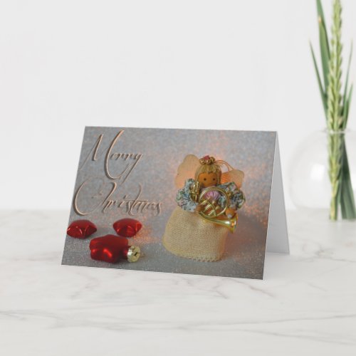 Silver Merry Christmas Tree with Raiding Reindeer Holiday Card