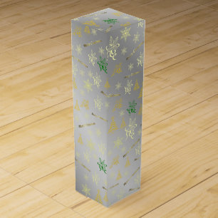 silver merry christmas wine gift box