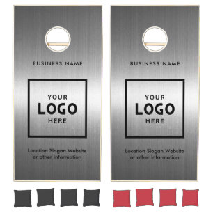 Silver metal Abstract Business Logo Branded Cornhole Set