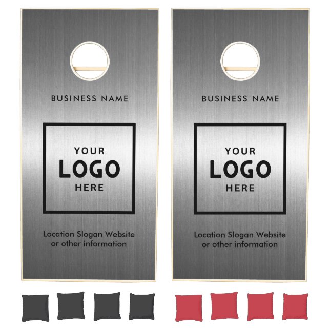 Silver metal Abstract Business Logo Branded Cornhole Set (Set)