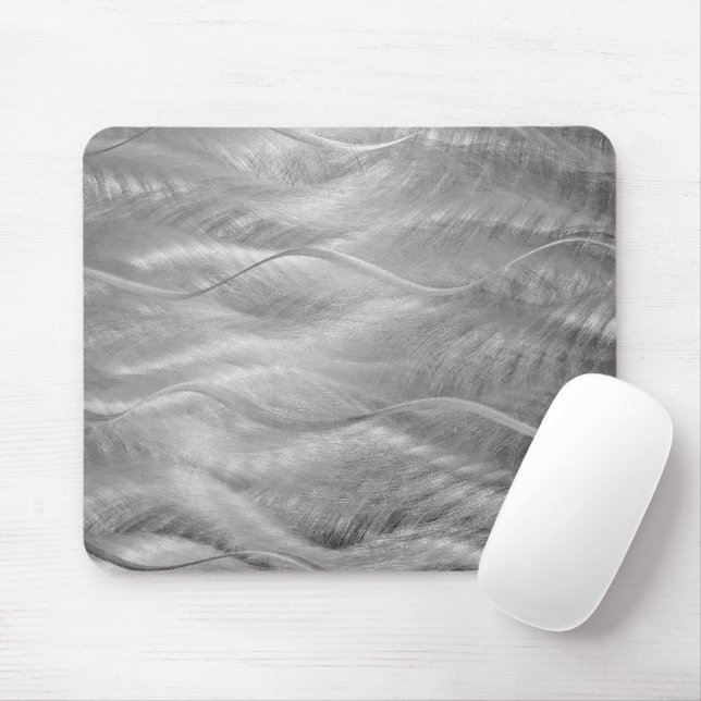 Silver Metal Abstract Mouse Pad (With Mouse)