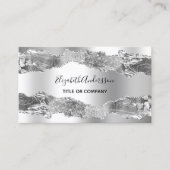 Silver metal agate marble QR code photo Business Card (Front)
