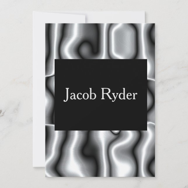 Silver Metal Bar Mitzvah Invite (Front)