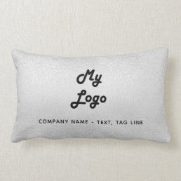 Silver metal black business logo elegant lumbar pillow