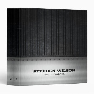 Silver Metal Black Stripes  3 Ring Binder