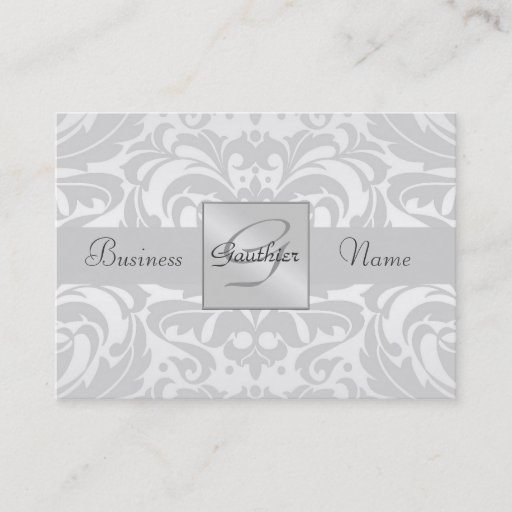 Customizable Silver Metal Damask Silver Ribbon Business Card