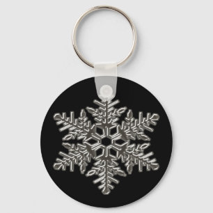 Silver Metal Deco Snow Fall Snowflakes Keychain