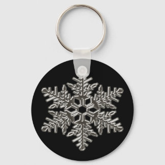 Silver Metal Deco Snow Fall Snowflakes Keychain