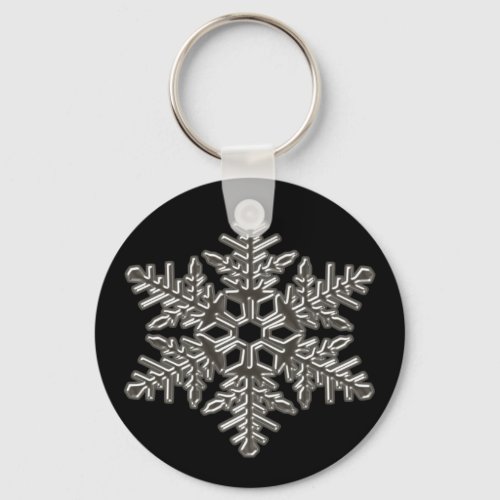 Silver Metal Deco Snow Fall Snowflakes Keychain