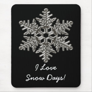 Silver Metal Deco Snow Fall Snowflakes Mouse Pad