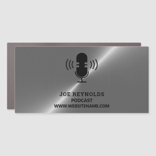 Silver Metal Effect Podcaster Podcast Car Magnet