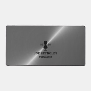 Silver Metal Effect, Podcaster, Podcast Desk Mat