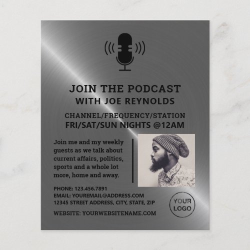 Silver Metal Effect Podcaster Podcast Flyer
