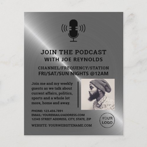 Silver Metal Effect Podcaster Podcast Flyer