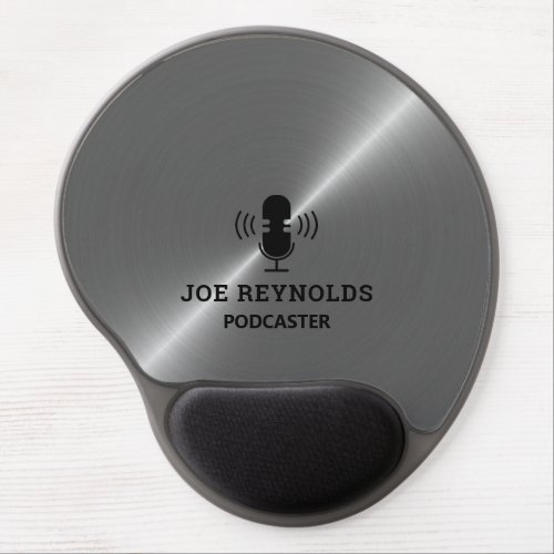 Silver Metal Effect Podcaster Podcast Gel Mouse Pad