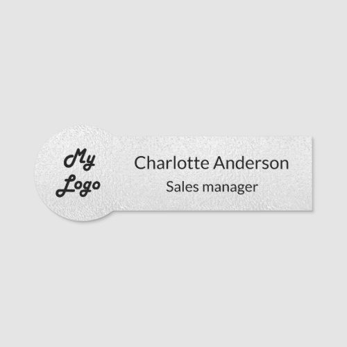 Silver metal elegant business logo employee name tag