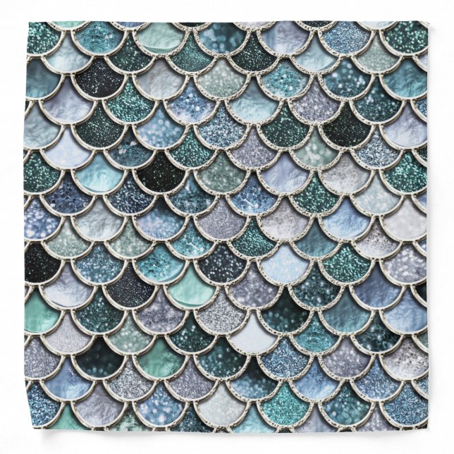 Silver Metal Foil Glitter Mermaidscales Scales Bandana (Front)