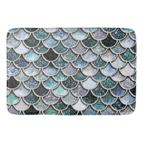 Silver Metal Foil Glitter Mermaidscales Scales Bath Mat