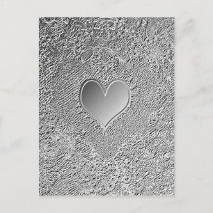 Silver Metal Heart Postcard