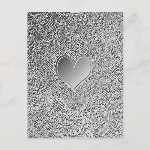 Silver Metal Heart Postcard