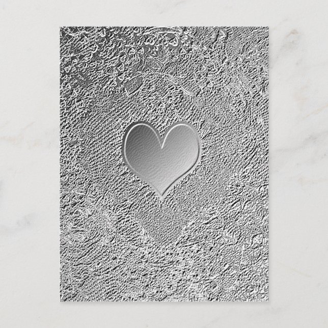 Silver Metal Heart Postcard (Front)