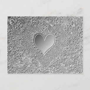 Silver Metal Heart Postcard