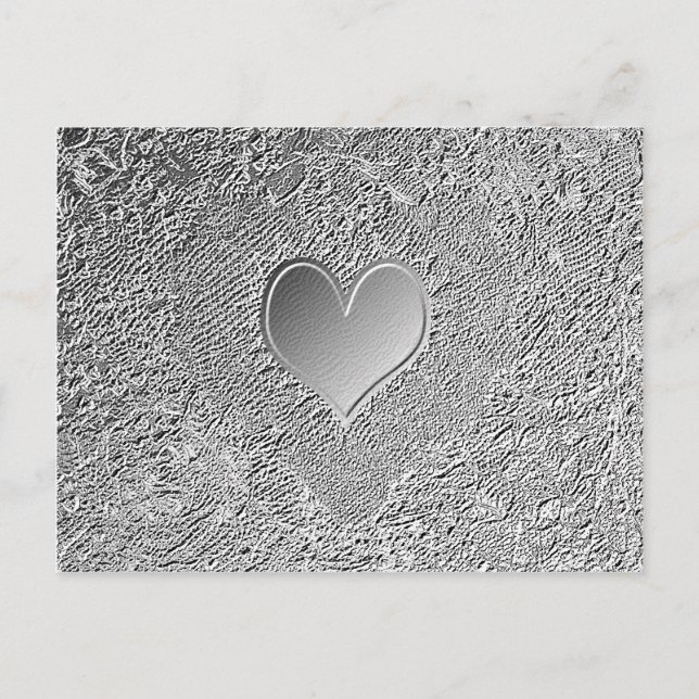 Silver Metal Heart Postcard (Front)