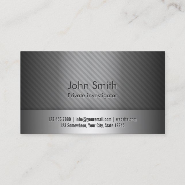 Silver Metal Investigator Business Card (Front)