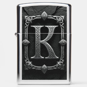 ⚫Silver Metal Letter K Monogram Emblem Design ⚫ Zippo Lighter