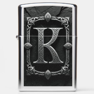 ⚫Silver Metal Letter K Monogram Emblem Design ⚫ Zippo Lighter