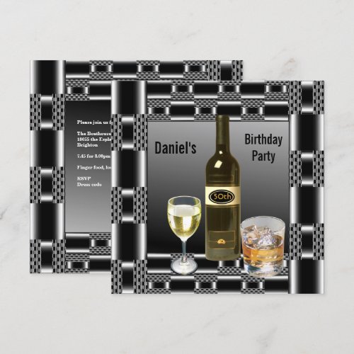 Silver Metal Mens 50th Birthday Drinks Man Announcement