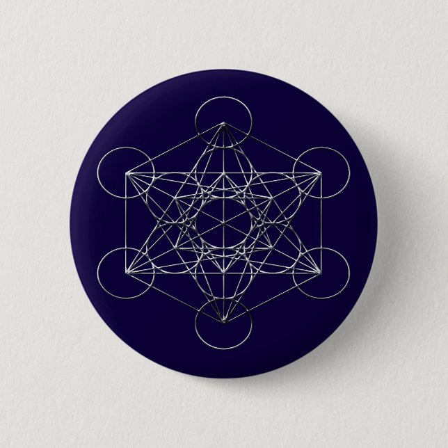 Silver Metal Metatron's Cube Button (Front)