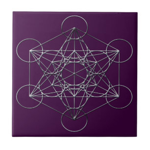 Silver Metal Metatron's Cube Ceramic Tile