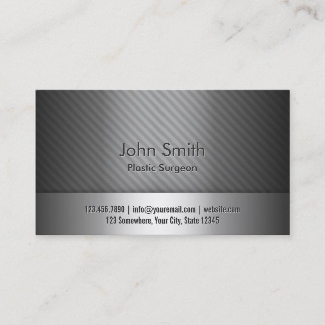 Silver Metal Plastic Surgeon Business Card (Front)