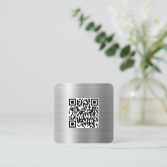 Silver Metal QR Code Business Logo Business Card | Zazzle
