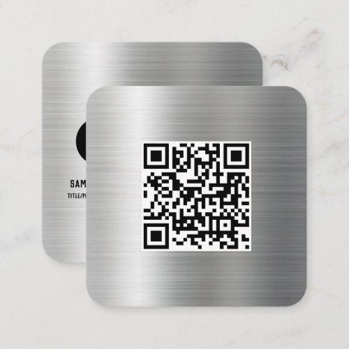 Silver Metal QR Code Business Logo Business Card