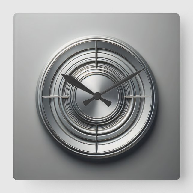 silver metal quarters square wall clock (Front)