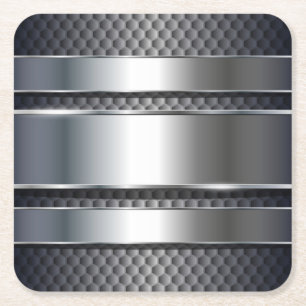Silver Metal Texture Industrial Square Paper Coaster