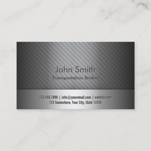 Customizable Silver Metal Transportation Broker Business Card