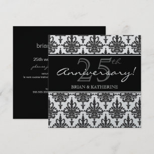 Silver Metallic 25th Wedding Anniversary Party Invitation