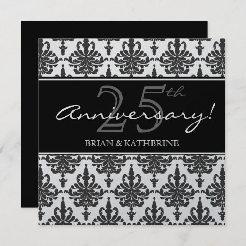 Silver Metallic 25th Wedding Anniversary Party Invitation