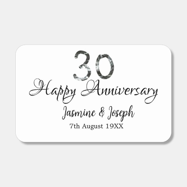 Silver Metallic 30th Happy anniversary add name Matchboxes (Front)