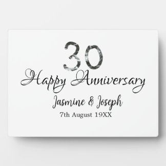 Silver Metallic 30th Happy anniversary add name Plaque