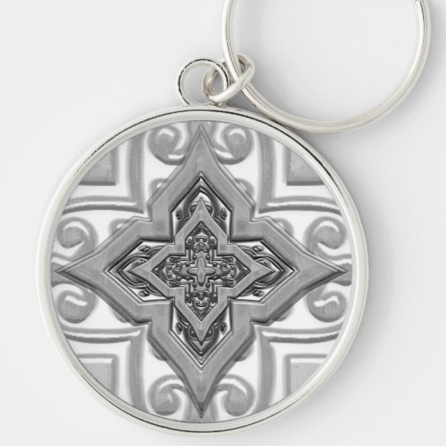 Silver Metallic 3D effect Keychains (Front)